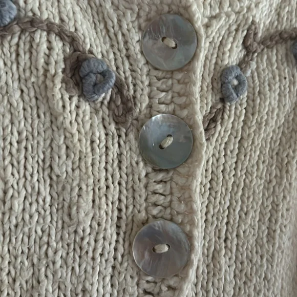 Vtg M. Gibson Peruvian Cream 100% Cotton Embroidered Cardigann Outlander - Picture 8 of 13